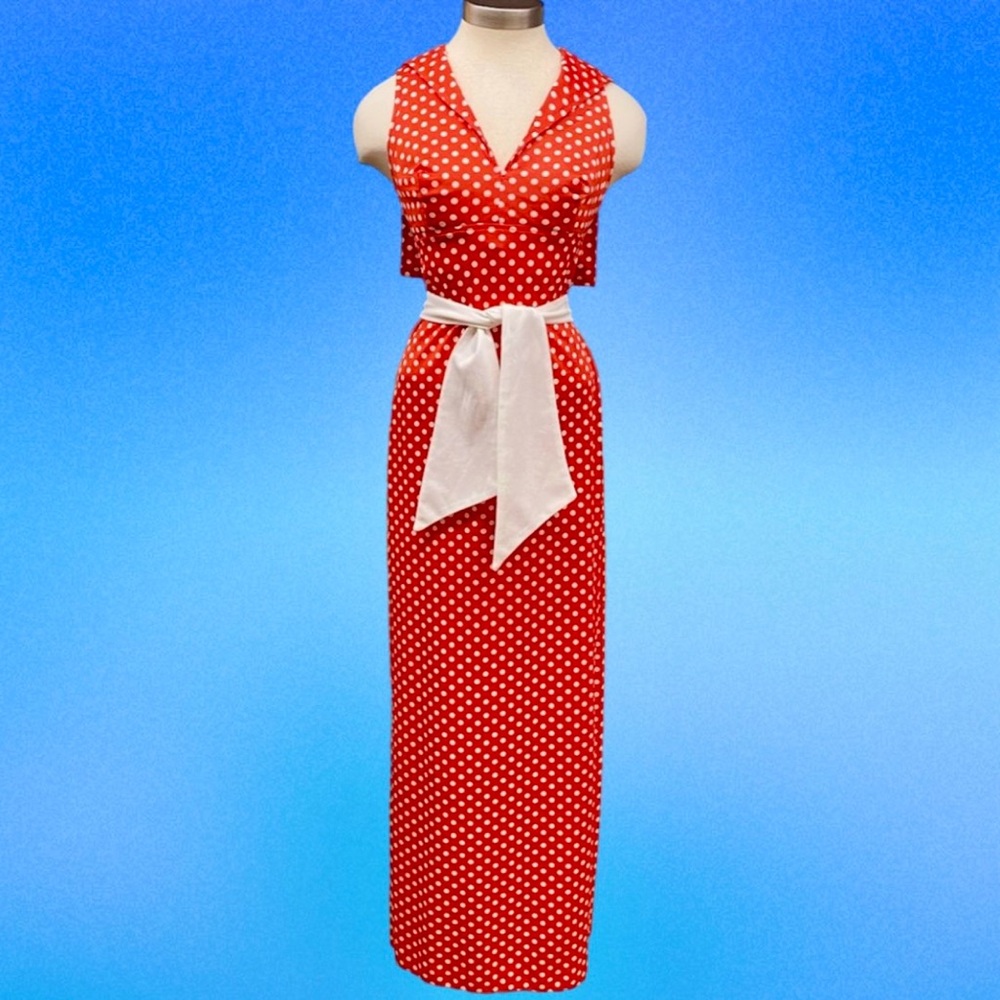 Vintage Jack Hartley Miami 1960’s Red & White Polka Dot Sailor Dress w/ Belt